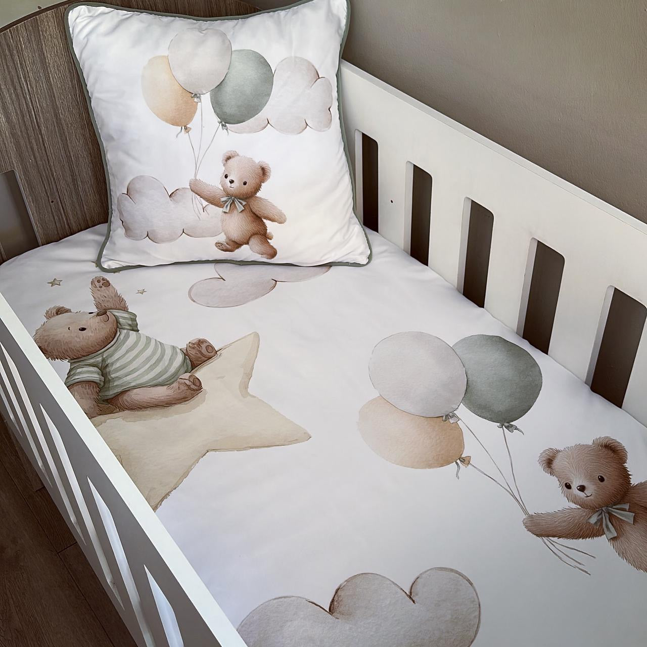 Cot Bedding - Sage Bear Set 02