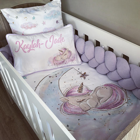 Cot Bedding - Lilac Unicorn Set 01