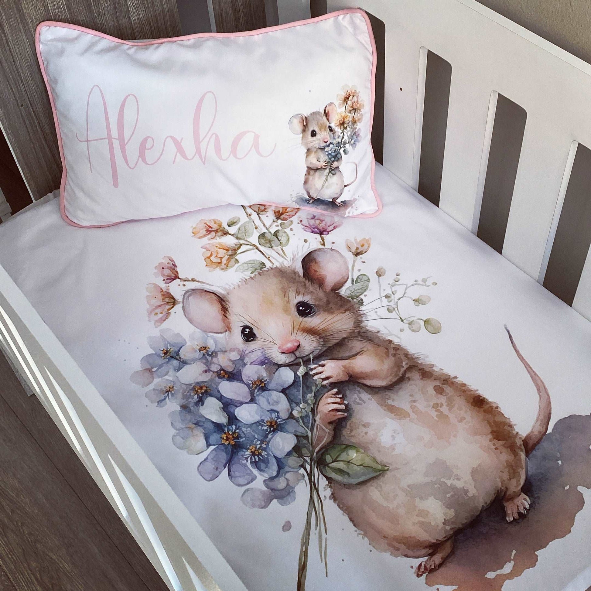 Cot Bedding - Pink Mouse Set 01