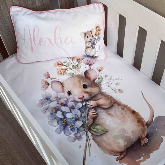 Cot Bedding - Pink Mouse Set 01