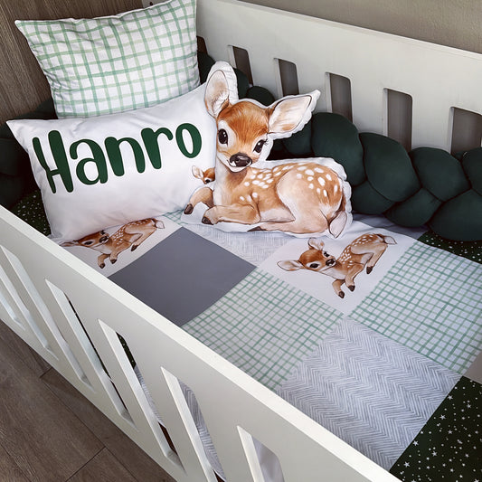 Cot Bedding - Green Deer Set 01