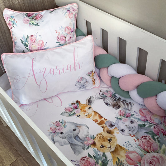 Cot Bedding - Protea Pink Safari Set 02