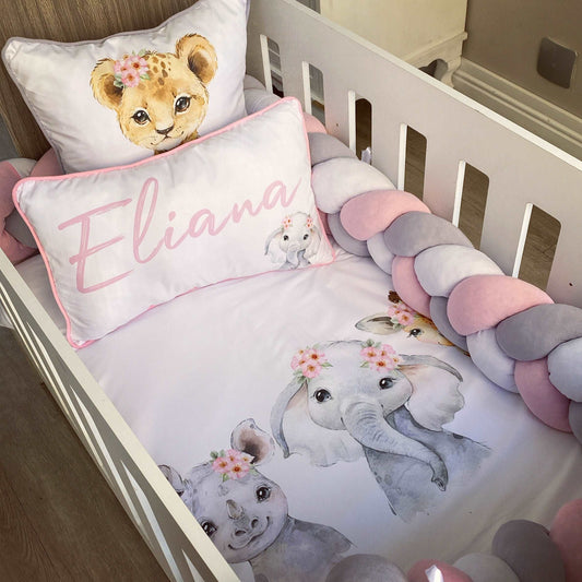Cot Bedding - Pink Safari Set 01