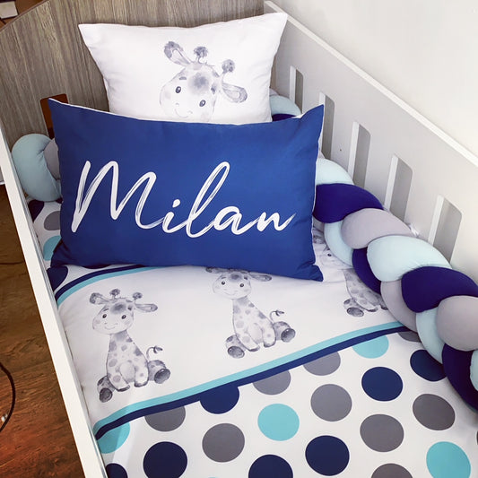 Cot Bedding - Blue Grey Giraffe Set 02