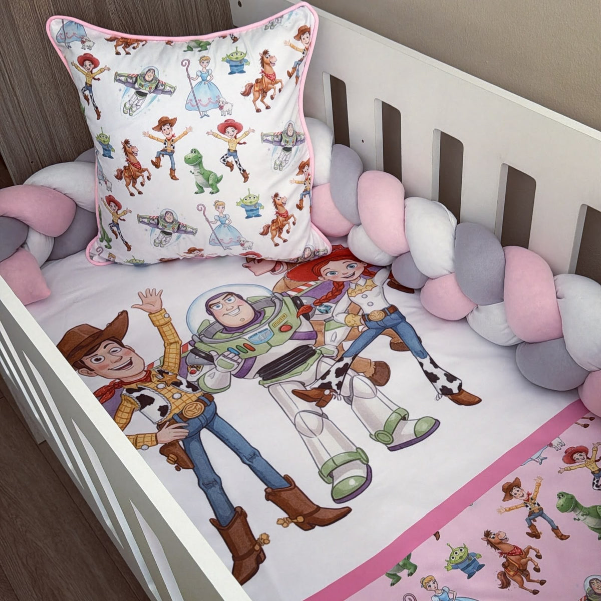 Cot Bedding - Pink Toy Story Set 01