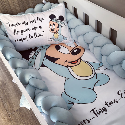Cot Bedding - Blue Mickey Mouse Set 03