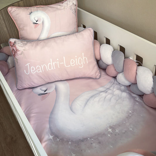 Cot Bedding - Pink Swan 03