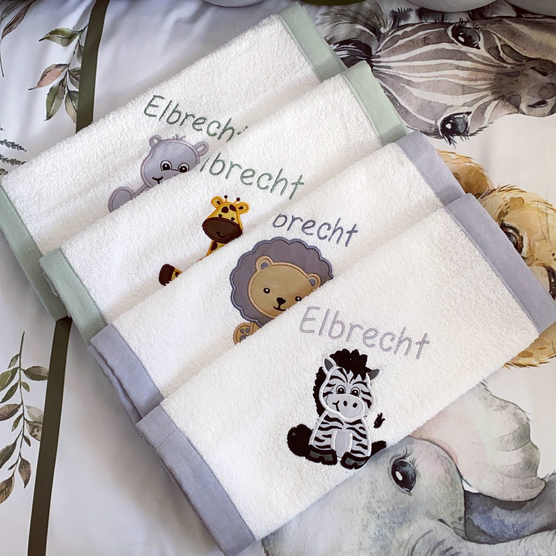 Cot Bedding - Grey Green Safari Set 5