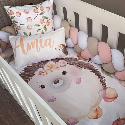 Cot Bedding - Pink Hedgehog Set 01