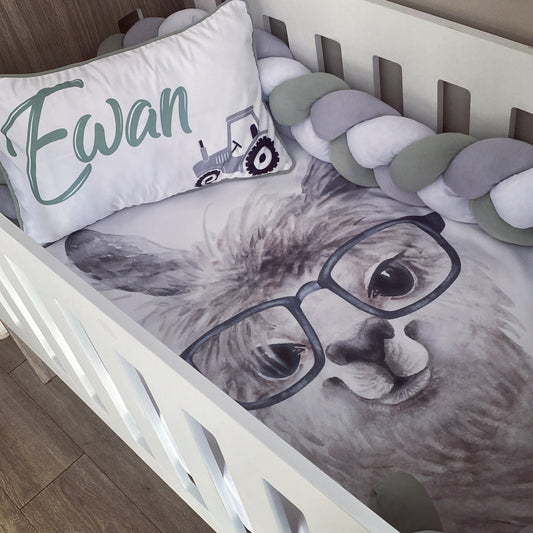 Cot Bedding - Sage Llama Set 02