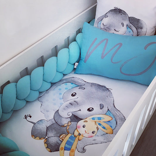 Cot Bedding - Blue Elephant Set 12