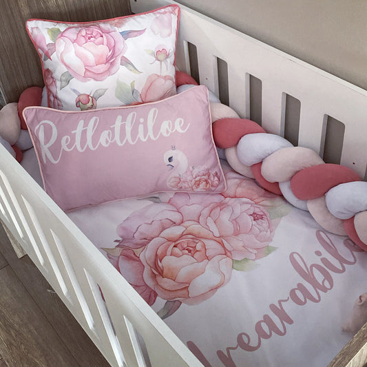Cot Bedding - Pink Swan Set 06
