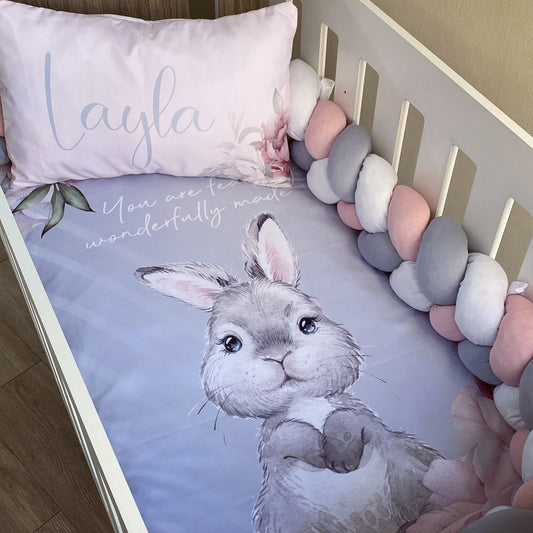 Cot Bedding - Grey Bunny Set 05