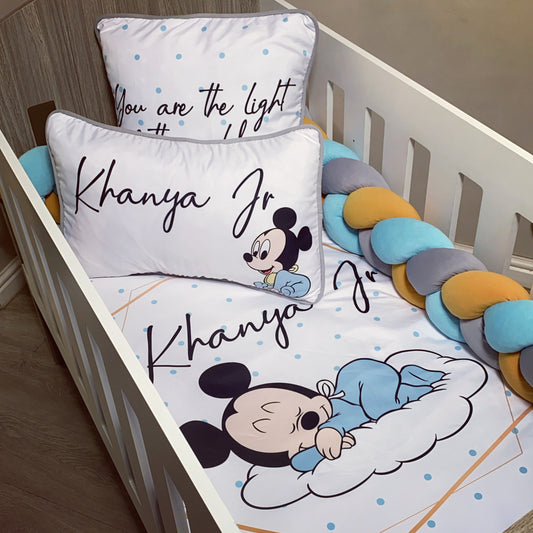 Cot Bedding - Blue Mickey Mouse Set 06