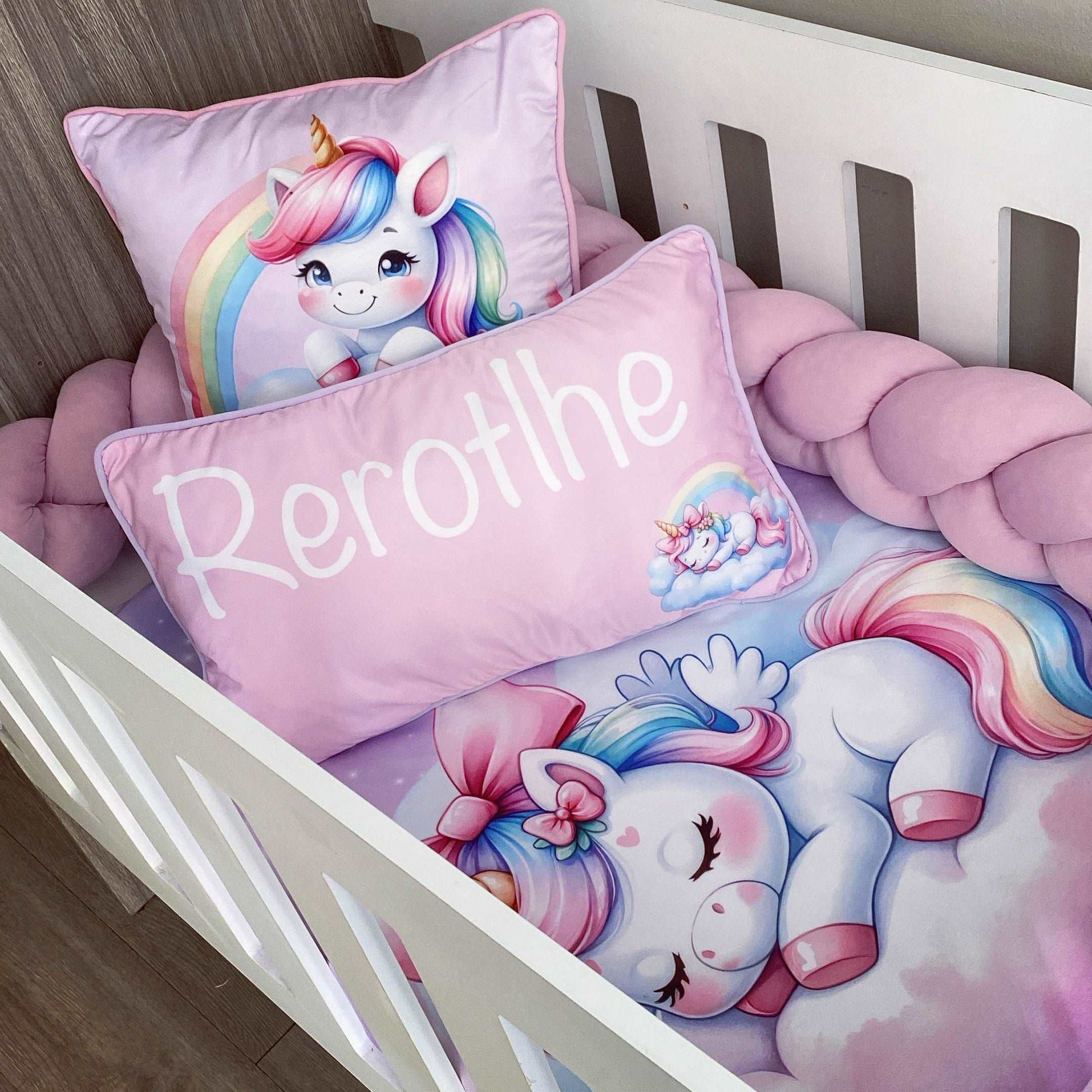 Cot Bedding - Pink Unicorn Set 01