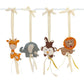 Set of four animal-themed crib mobile toys on a white background | Baby Essentials | All Baby Products | Soft Spot Kids | South Africa