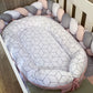 Cot Bedding - Pink Grey Geo Set 01