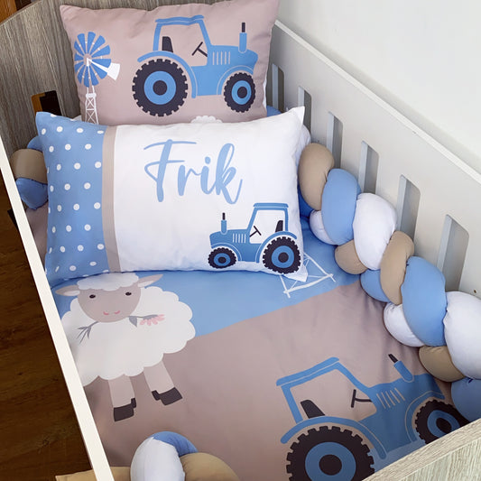 Cot Bedding - Stone Blue Farm Set 01
