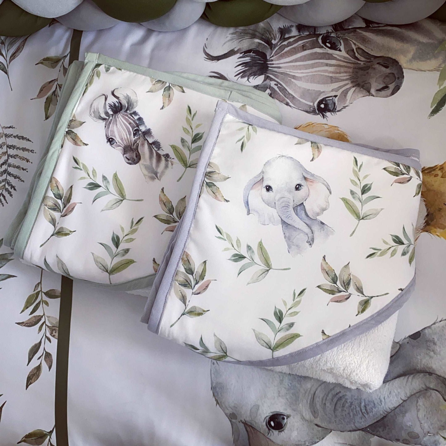 Cot Bedding - Grey Green Safari Set 5