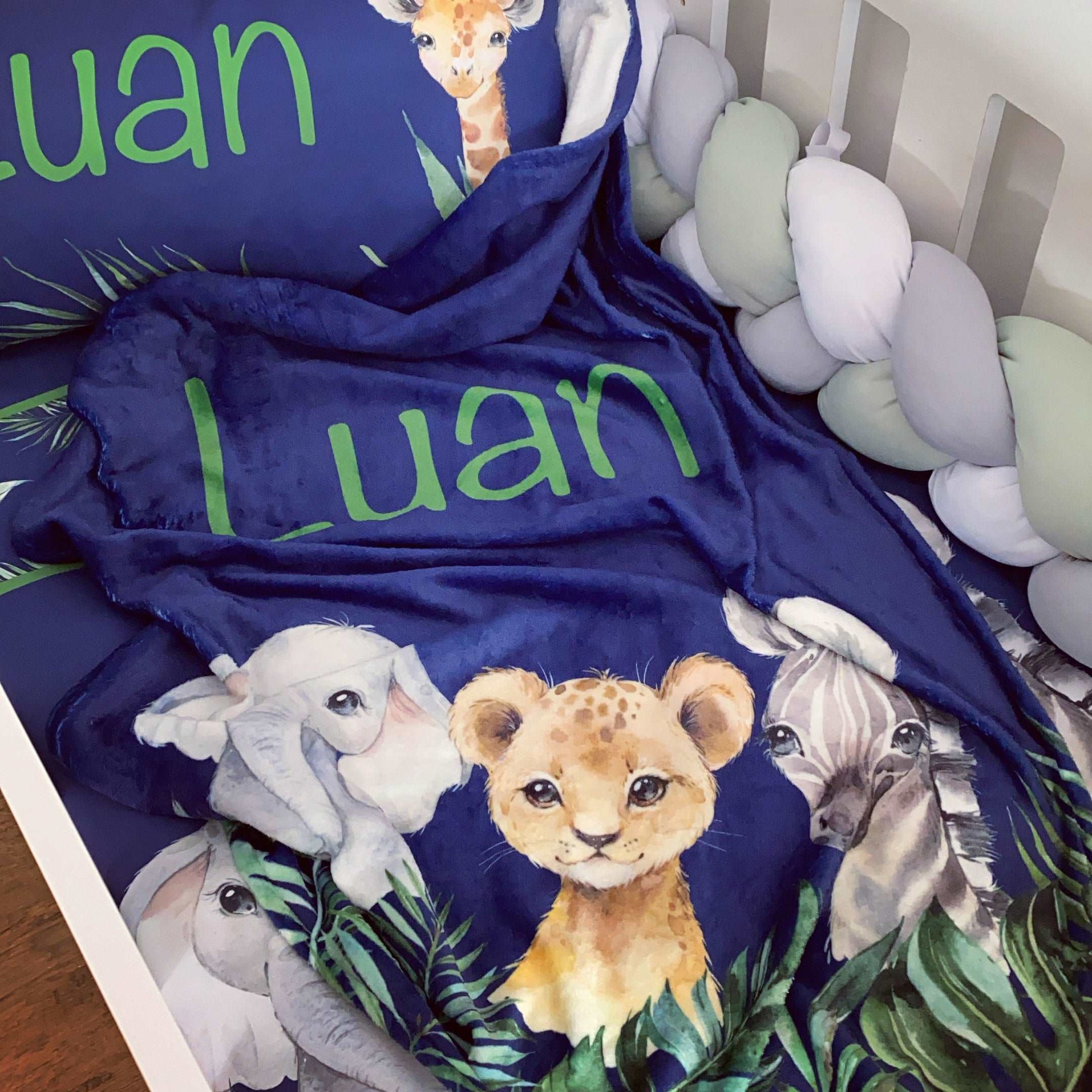 Cot Bedding - Navy Safari Set 4