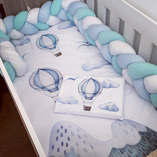 Cot Bedding - Blue Hot Air Balloon Set 02