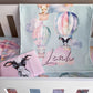 Children's bedding set with animal-themed design and 'Leah' text on a light blue background. | Baby Essentials | All Baby Products | Soft Spot Kids | South Africa