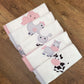 Set of baby Burpcloths - Pink Farm 03with animal illustrations on a wooden surface | Baby Burp Cloths & Towels | Soft Spot Kids | South Africa