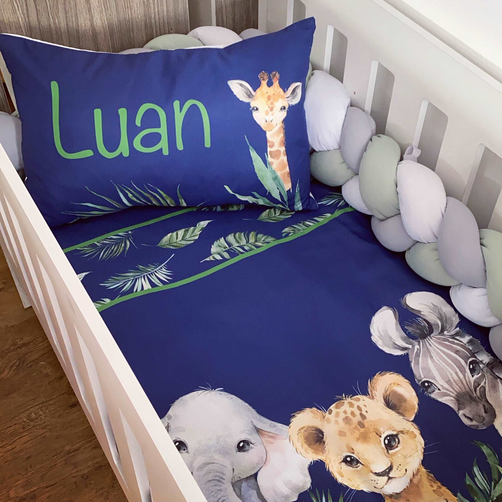 Cot Bedding - Navy Safari Set 4