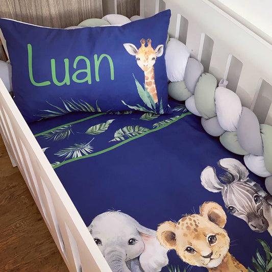 Cot Bedding - Navy Safari Set 4