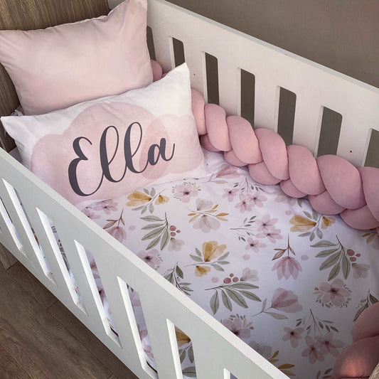Cot Bedding - Pink Floral Set 01