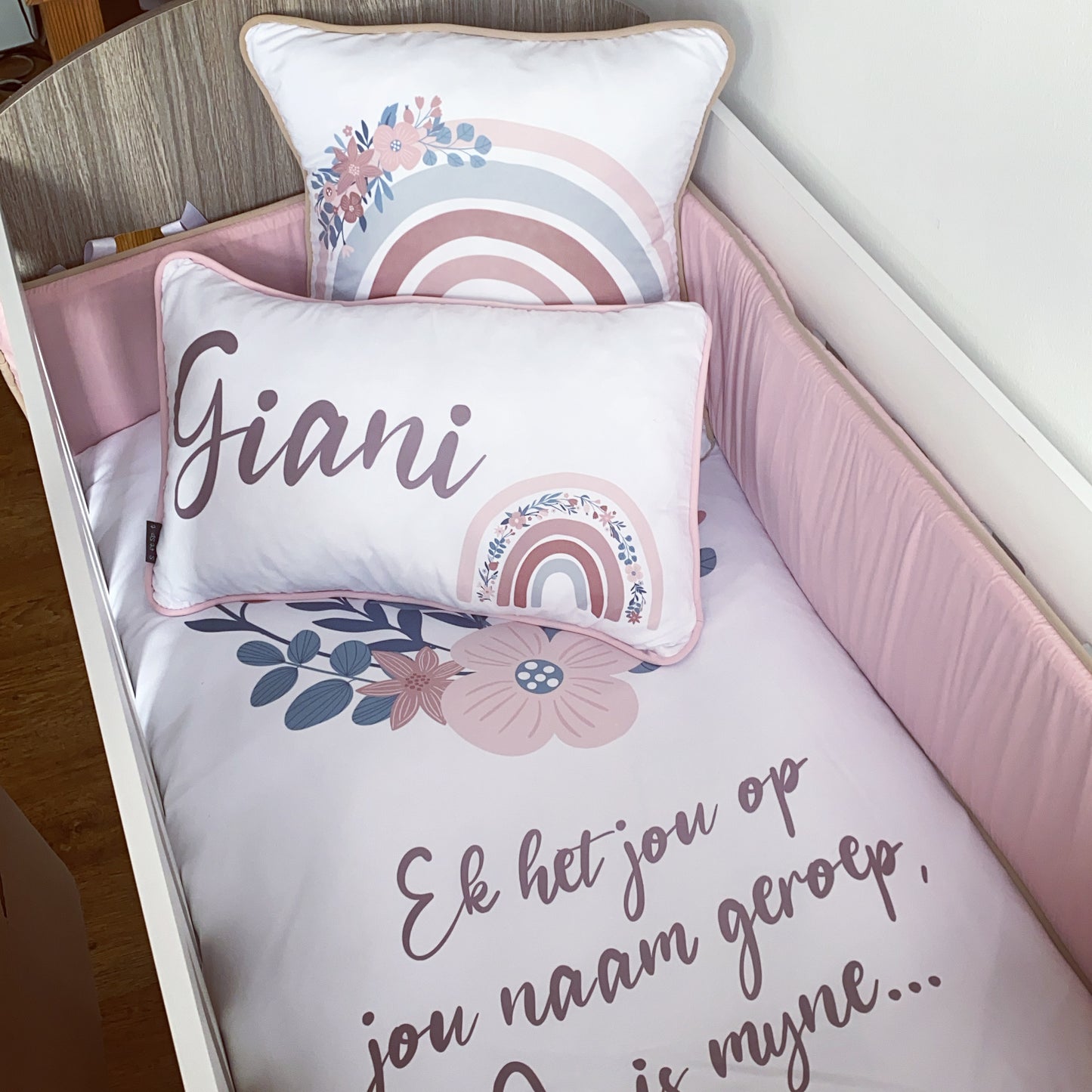 Cot Bedding - Pink Boho Rainbow Set 11