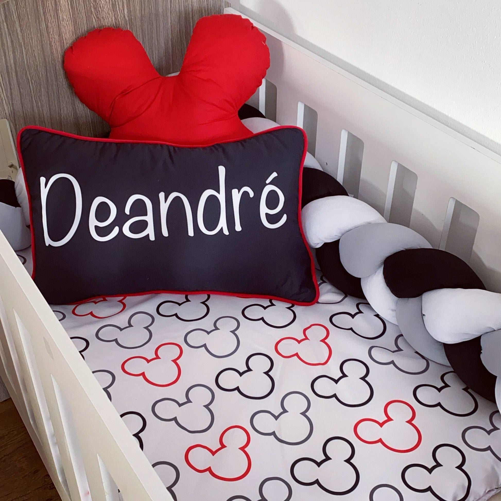 Cot Bedding - Red Black Mouse Set
