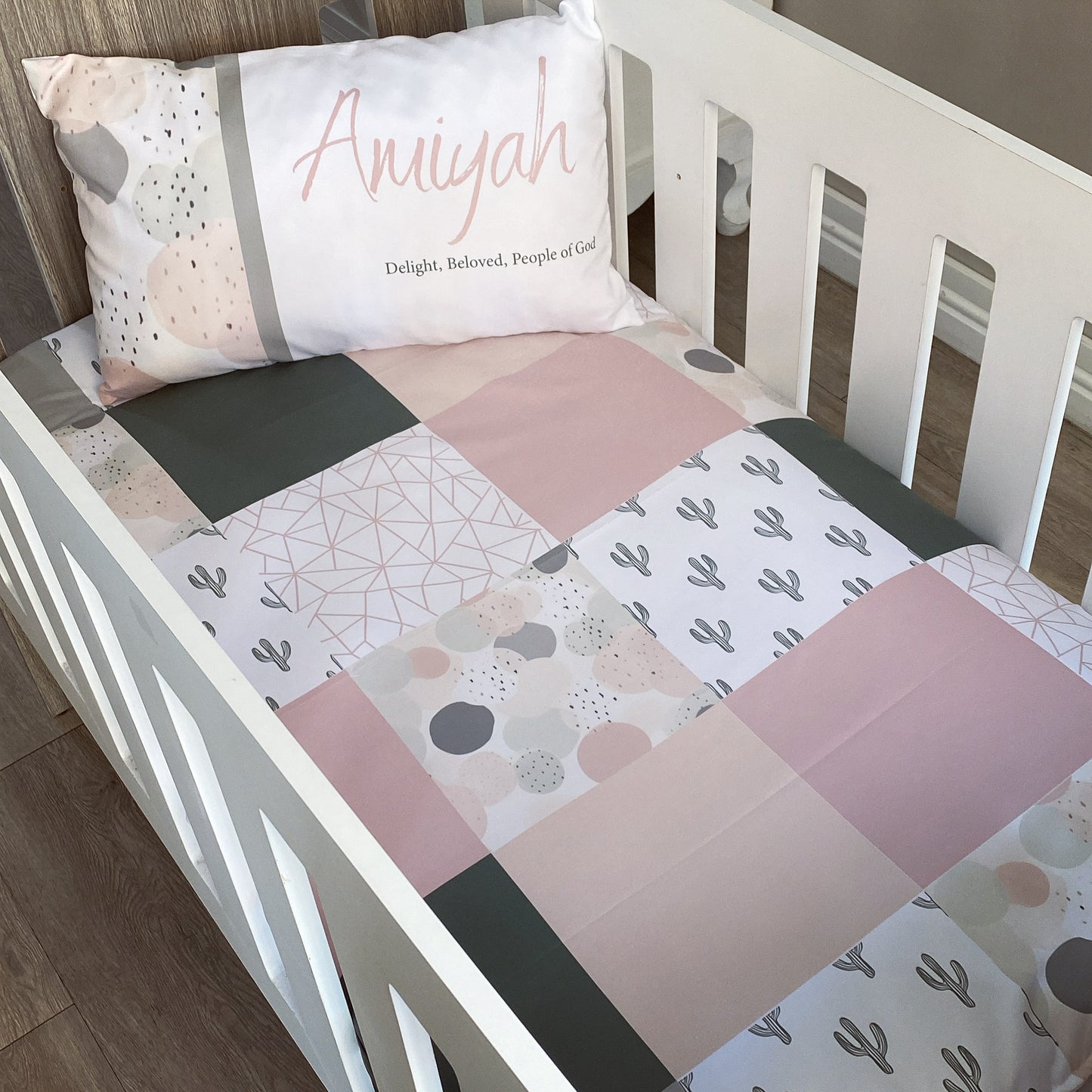 Cot Bedding - Pink Boho Set 02