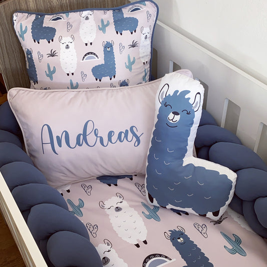 Cot Bedding - Blue Llama Set 01