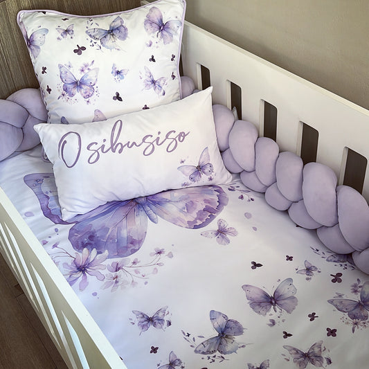 Cot Bedding - Purple Butterfly Set 02