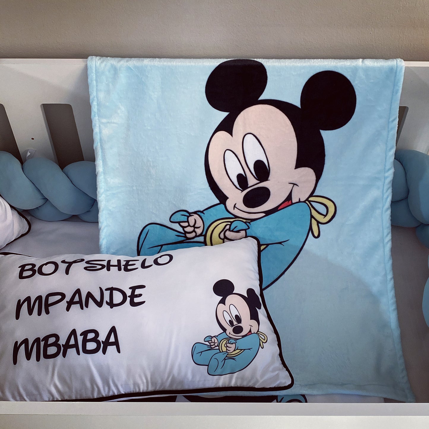 Cot Bedding - Blue Mickey Mouse Set 04