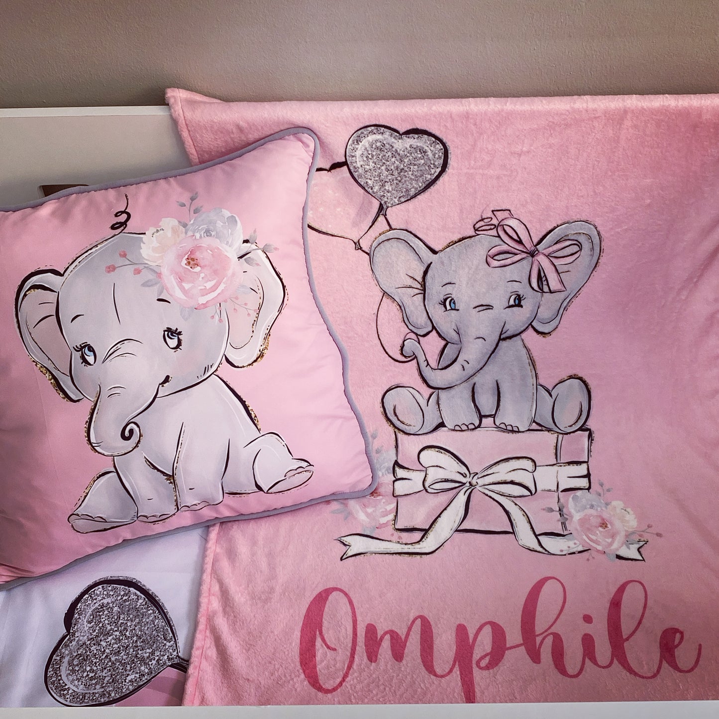 Cot Bedding - Pink Elephant Set 42