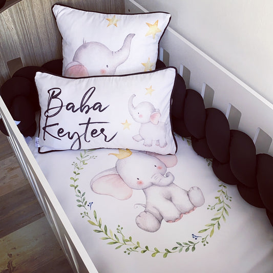 Cot Bedding - Blue Black Elephant Set 01