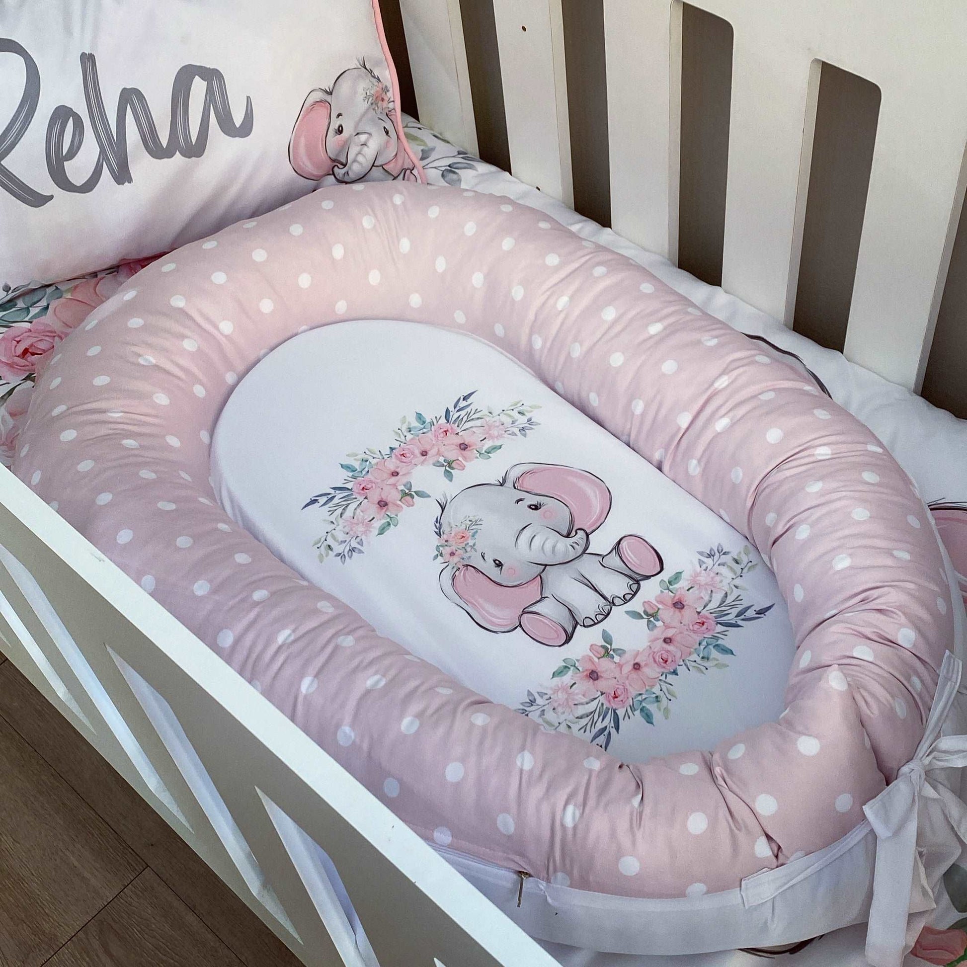 Cot Bedding - Pink Elephant Set 01