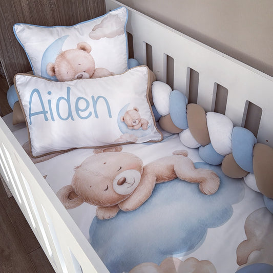 Cot Bedding - Blue Bear Set 03