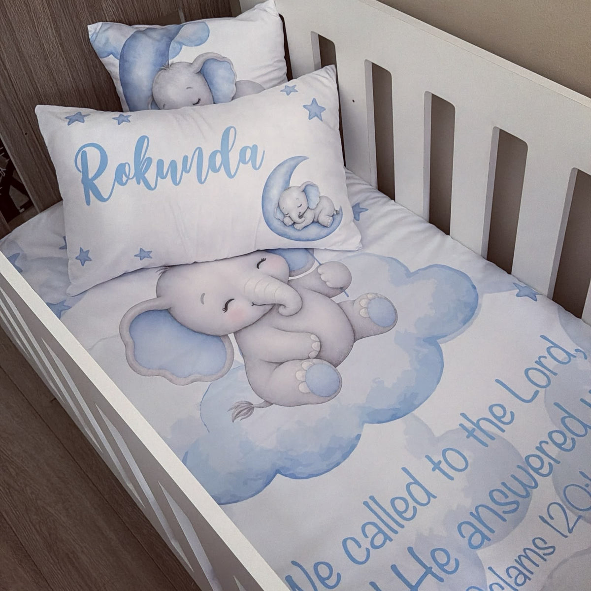Cot Bedding - Blue Elephant Set 17