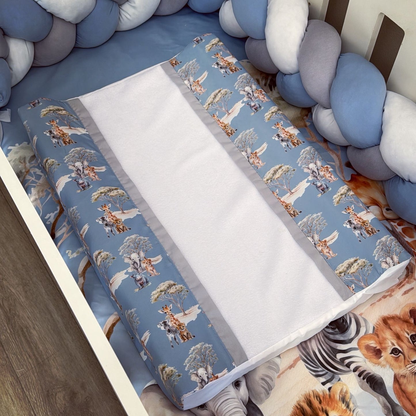 Cot Bedding - Blue Grey Safari Set 02