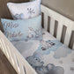Crib with decorative pillows featuring cartoon animals and text. | All Nursery Sets | Baby Bedding Sets South Africa | Soft Spot Kids | South Africa