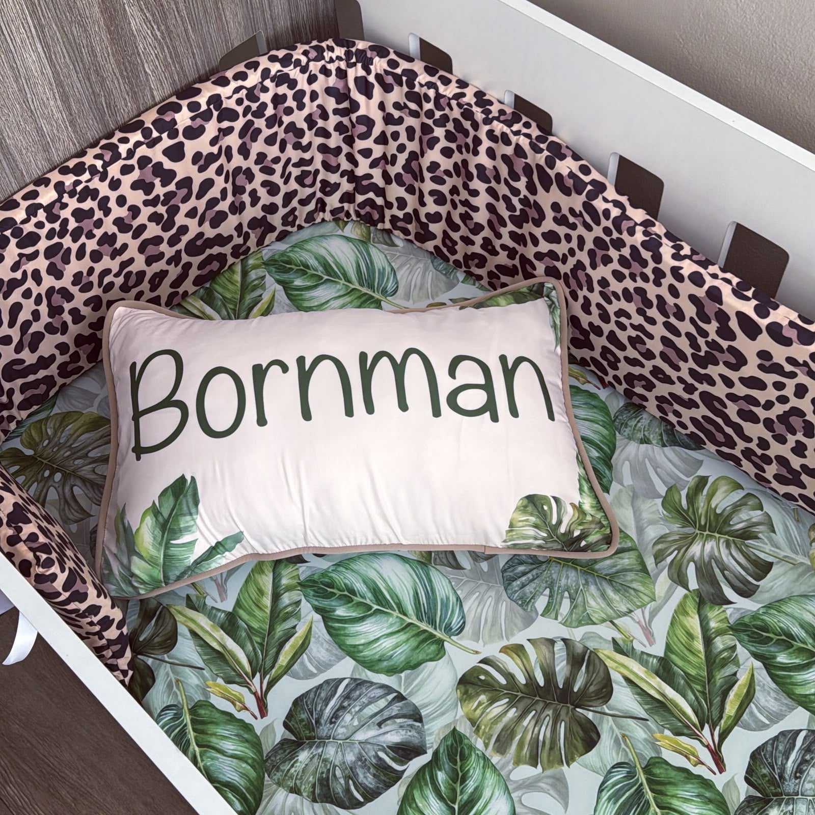 Cot Bedding - Emerald Green Leaf Set 03
