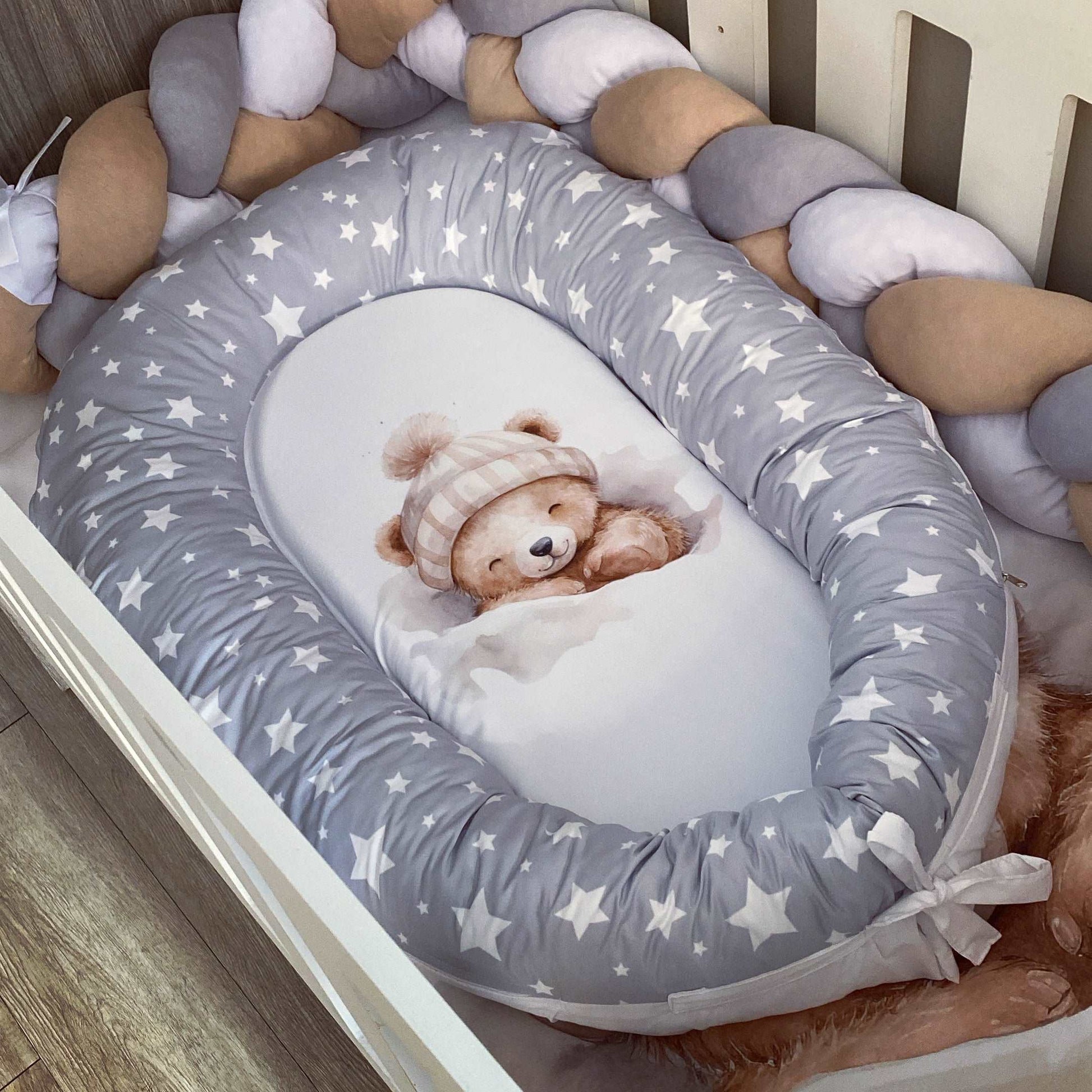 Cot Bedding - Grey Bear Set 02 nest