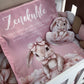 Pink pillow with bunny design and text on a bed | All Nursery Sets | Baby Bedding Sets South Africa | Soft Spot Kids | South Africa