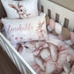 Crib with decorative pillows featuring bunny designs and the brand 'Lenokuhle'. | All Nursery Sets | Baby Bedding Sets South Africa | Soft Spot Kids | South Africa