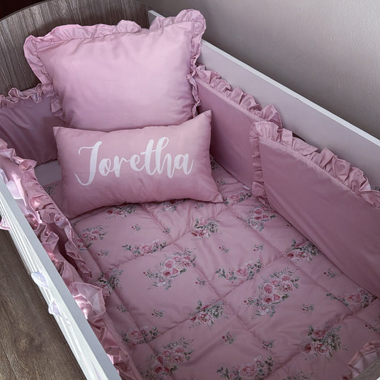 Cot Bedding - Pink Flower Set 15 Pink roses