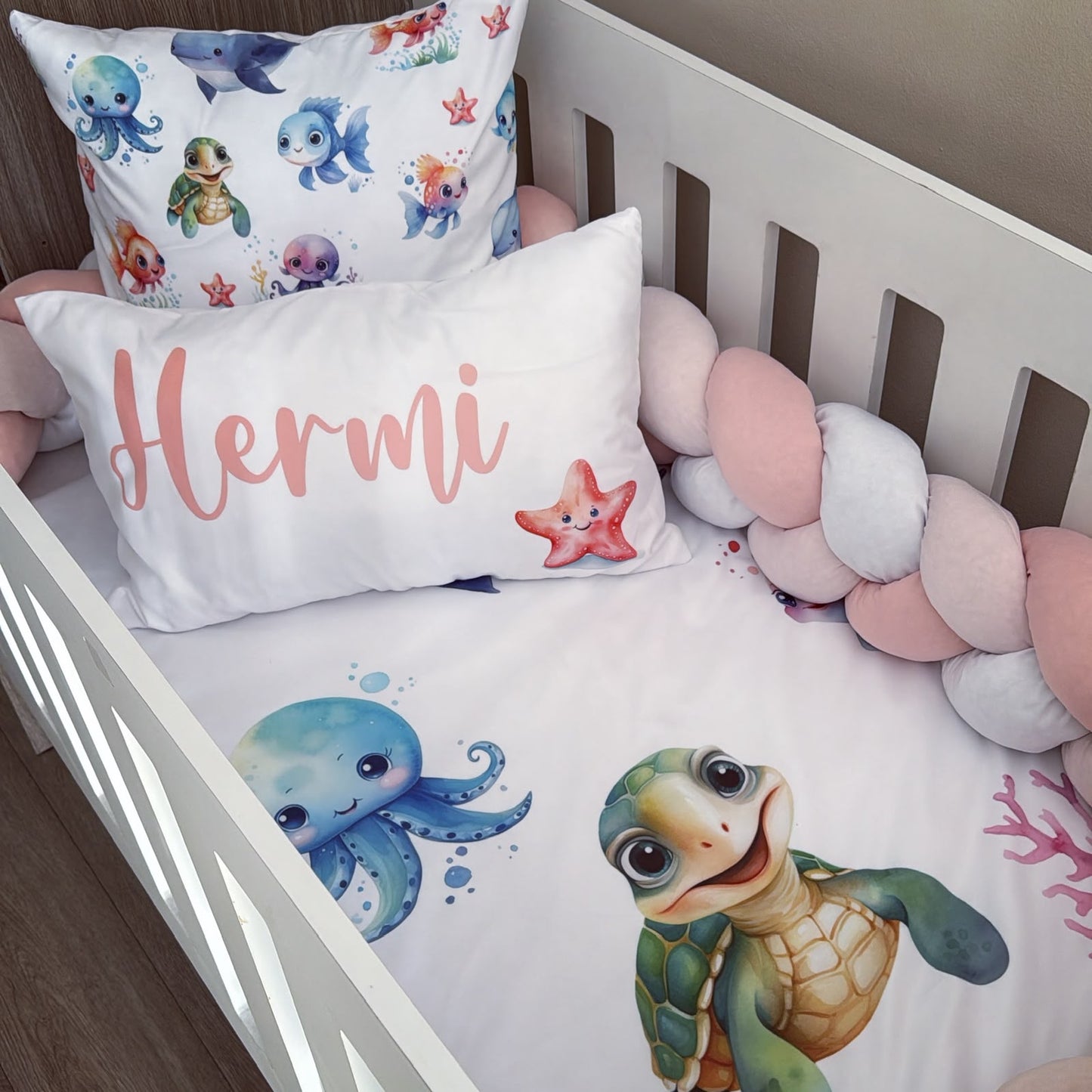 Cot Bedding - Pink Ocean Set 01