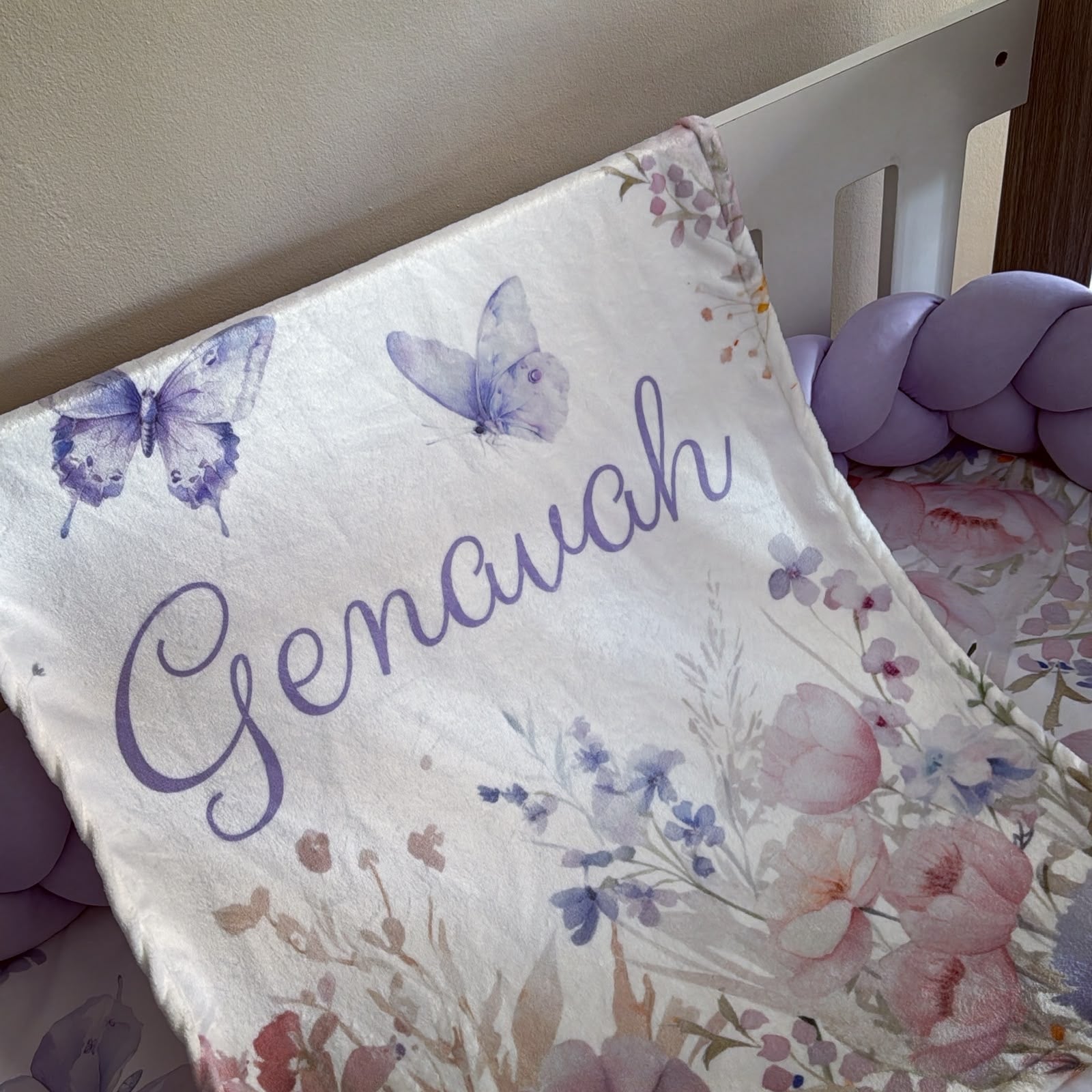 Cot Bedding - Purple Butterfly Set 03